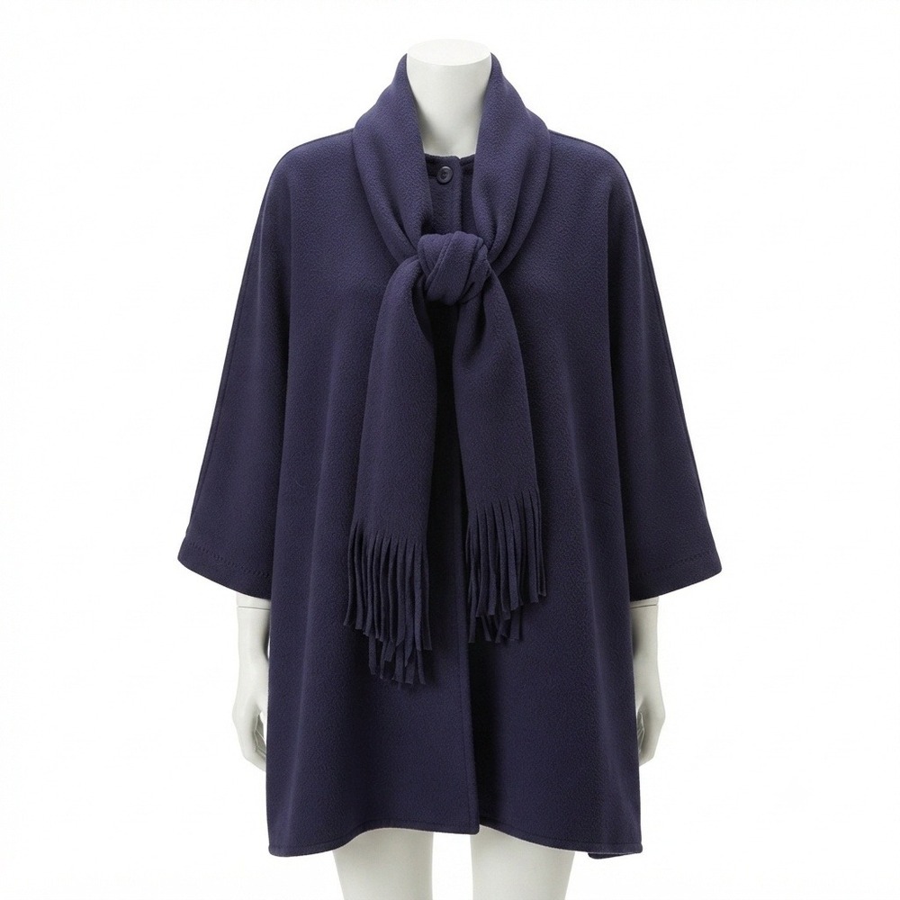 Preston & York II Coat Womens 1X Purple Fleece Scarf Wrap Coat Plus Size
